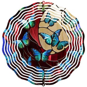Butterflies Wind Spinner Outdoor Hanging Garden Gift Stained Glass Image Decor