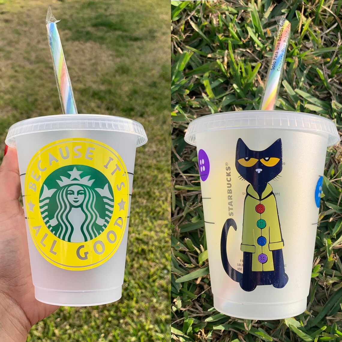 Pete the Cat Inspired Reusable Starbucks Cup 16oz Starbucks Etsy