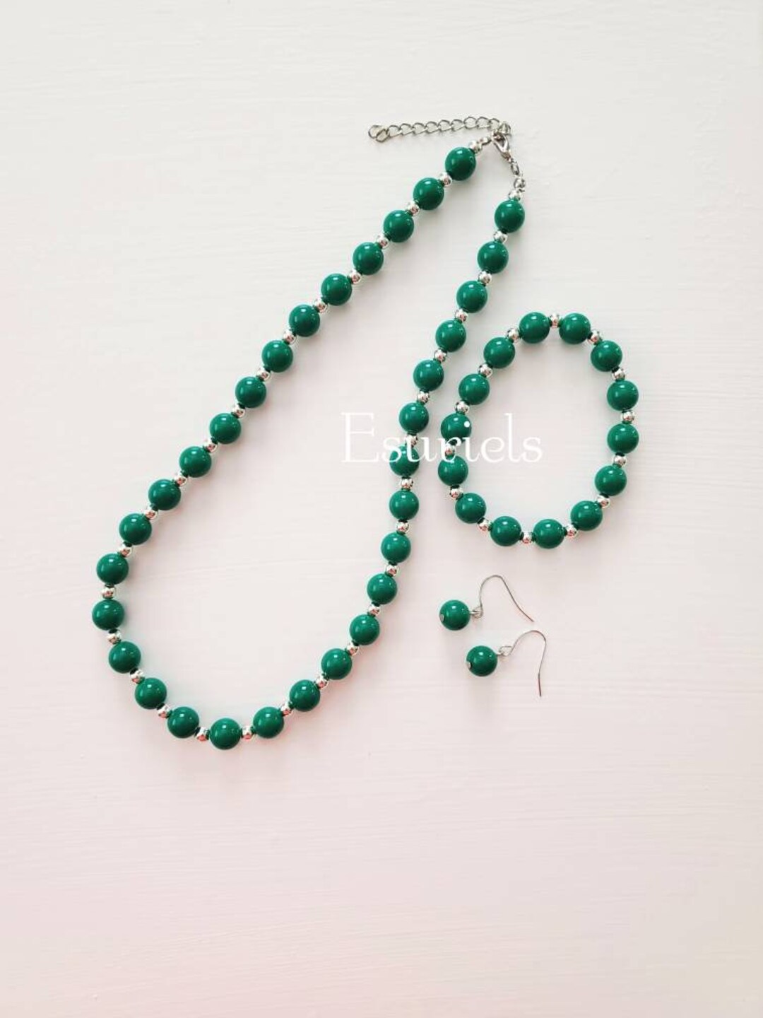 Kelly Green V-Neck Gold Heart Buttons Midi