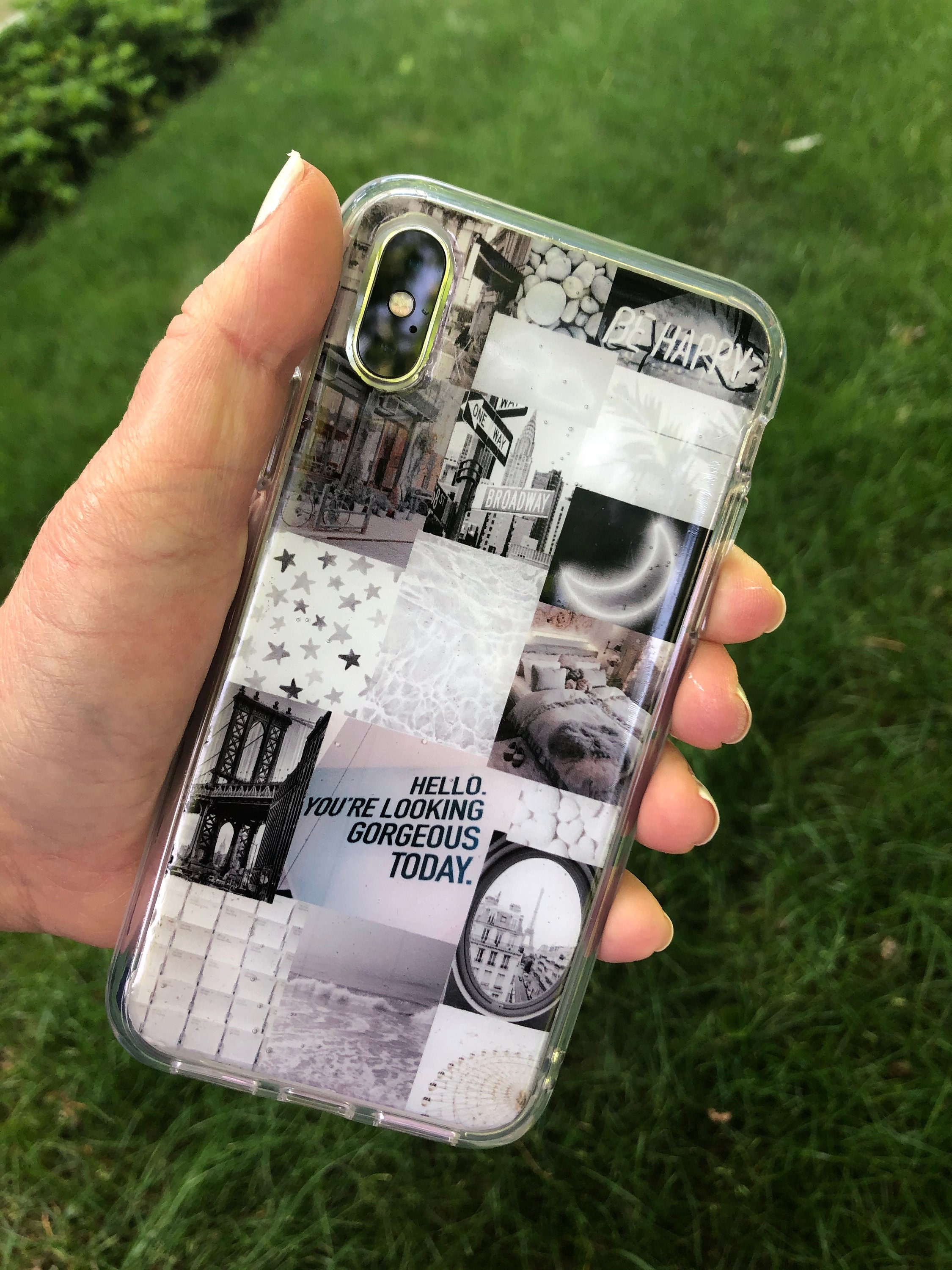 Funda de teléfono Collage personalizada gris Etsy