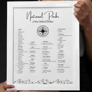 US National Park Checklist- Instant Download, PRINTABLE FILE