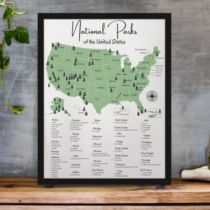 National Parks Scratch Off Map 12×16 (Charcoal Grey)
