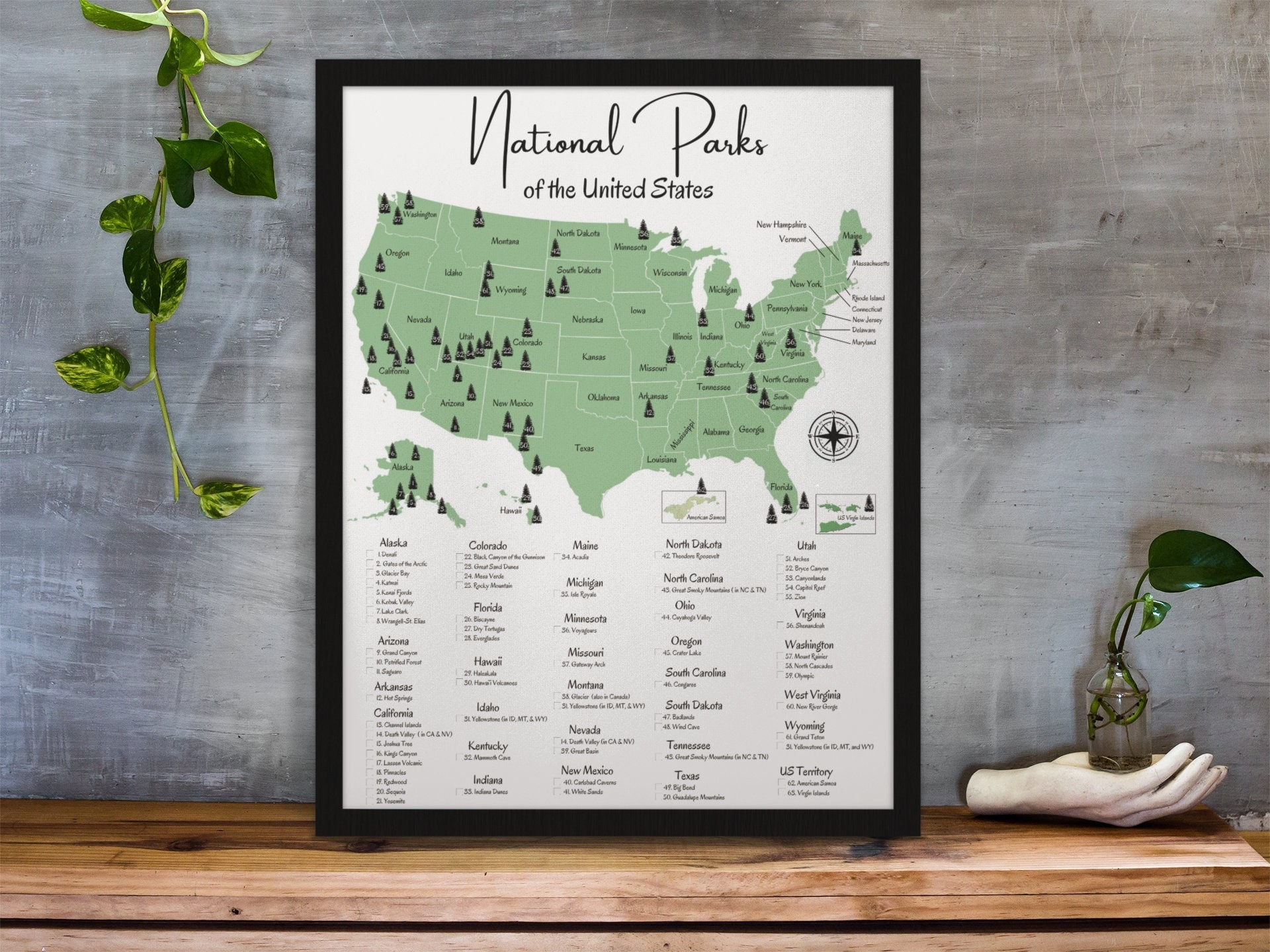 米国の国立公園の地図 - Etsy 日本