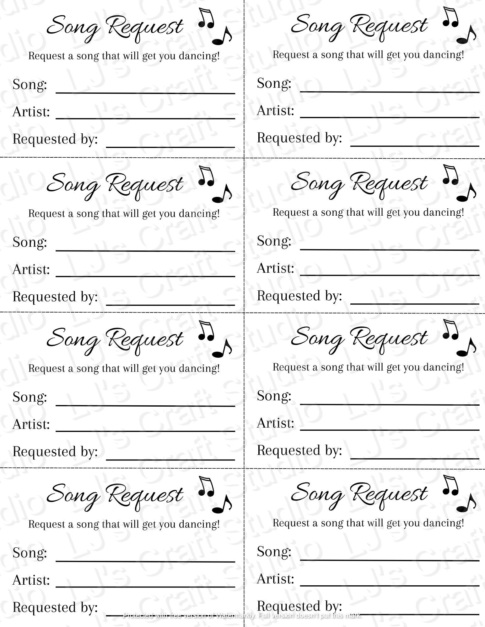 Song Request Print-out - Etsy