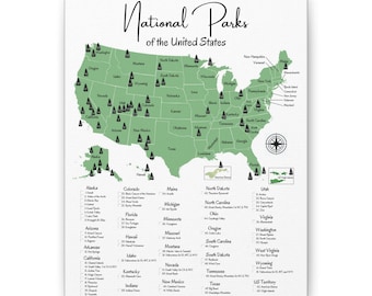 Nationalpark Karte & Checkliste Leinwand