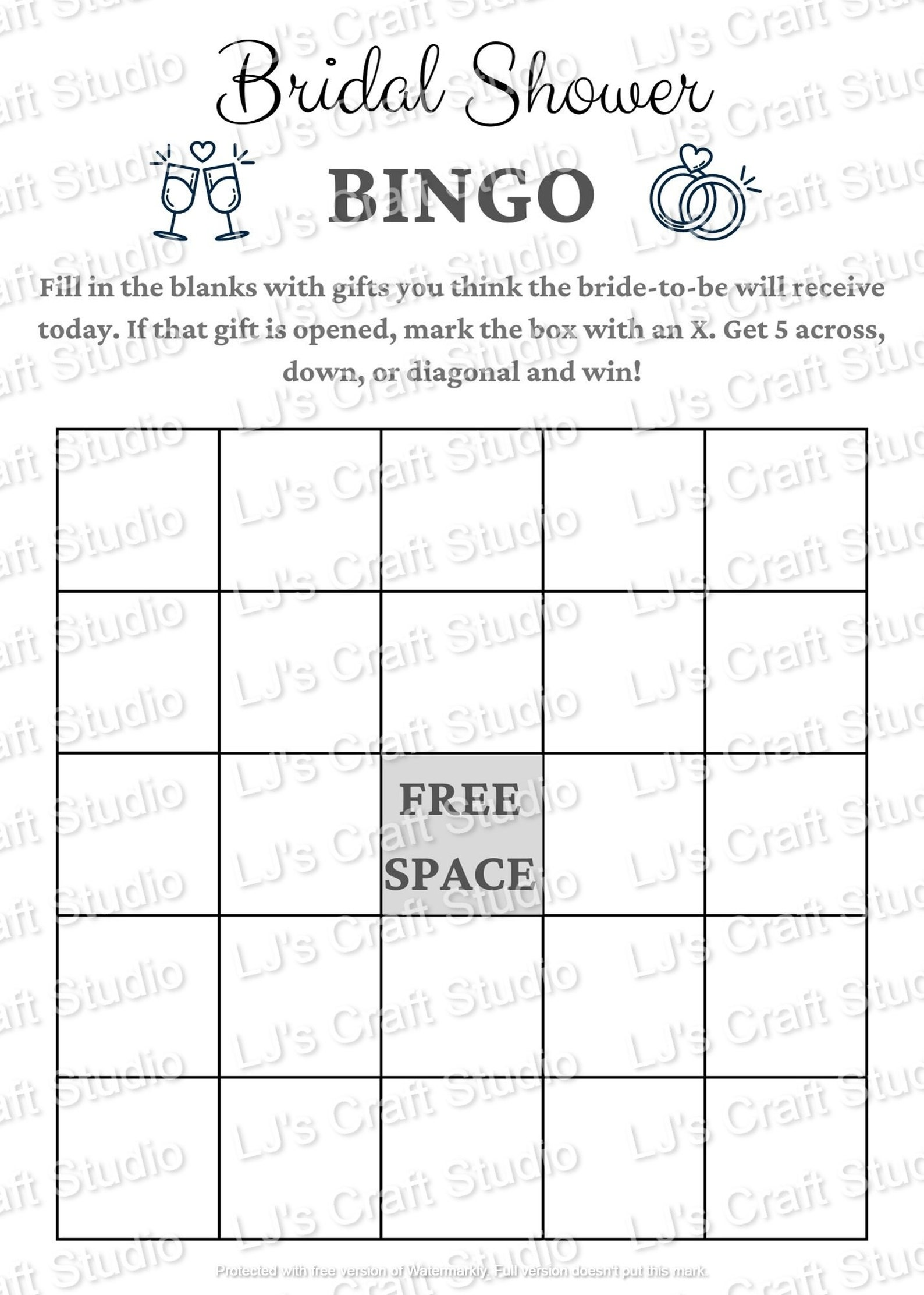 Bridal Shower Bingo | Printable Sheets - Etsy