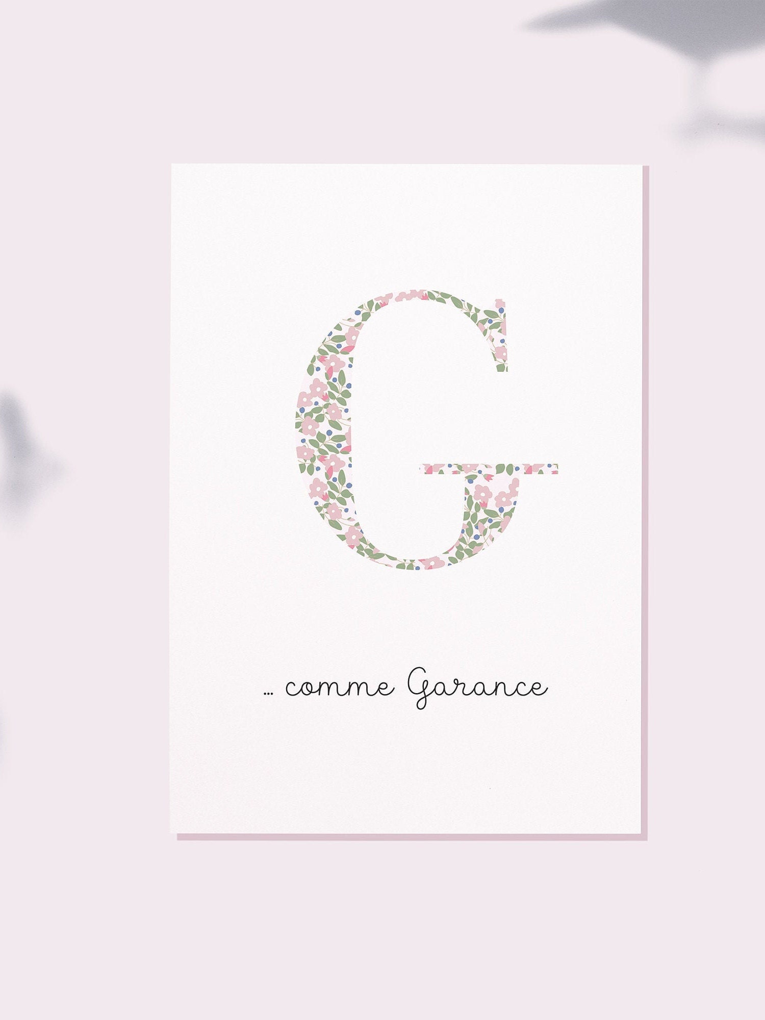 Affiche Lettre Prénom Enfant Motif Liberty Rose