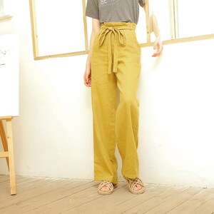 High Waist Wide Linen trousers, Classic linen pants, Palazzo linen pants  P0003