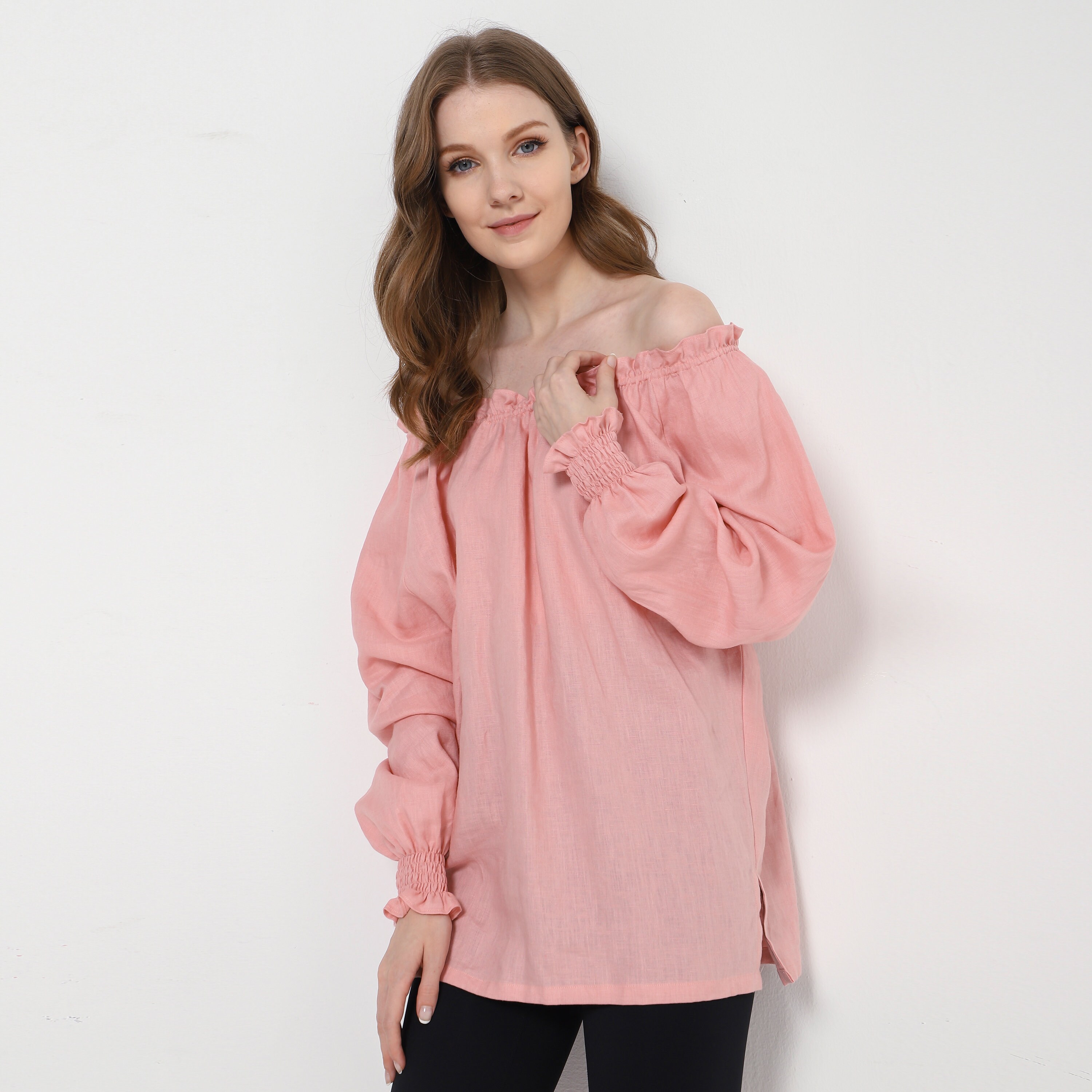 Off The Shoulder Linen Top Linen Blouse Lovely Raffle Tops Etsy