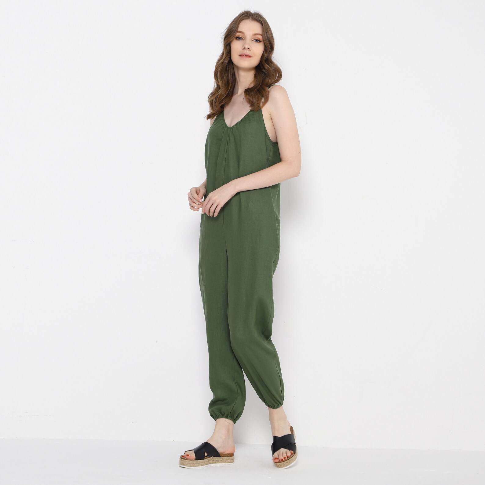 Linen Jumpsuits Linen Romper for Women Washed Long Linen Etsy