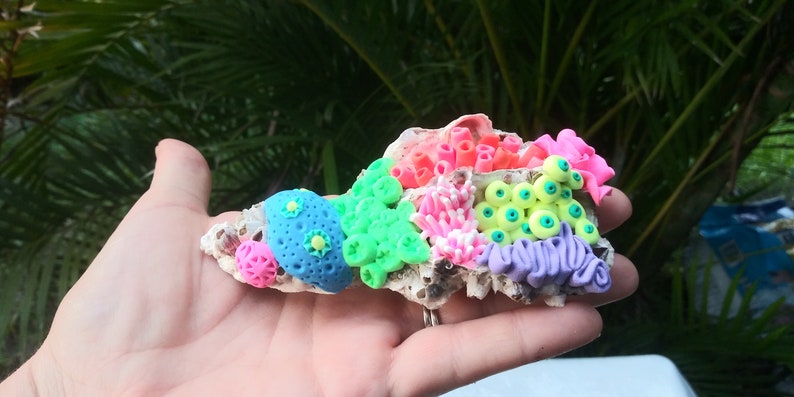 Neon coral reef sculpture