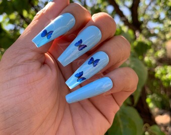 Baby Blue Nails Etsy Baby Blue Nails Etsy