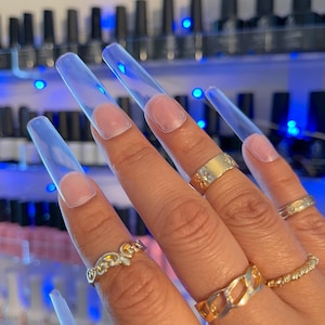 Full cover clear nails for press ons- 2XL Square or 2XL Coffin