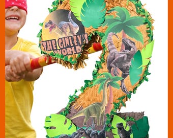23" T-Rex Piñata. Dinosaur. Sturdy for extra fun. Choose colors and details. Secure shipping.