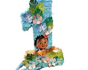 MOANA BABY PIÑATA baby blue. Number 1. Choose number, colors, and characters.