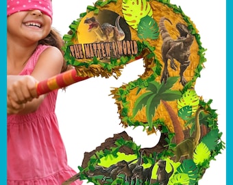 23" T-Rex Piñata. Dinosaur. Sturdy for extra fun. Choose colors and details. Secure shipping.