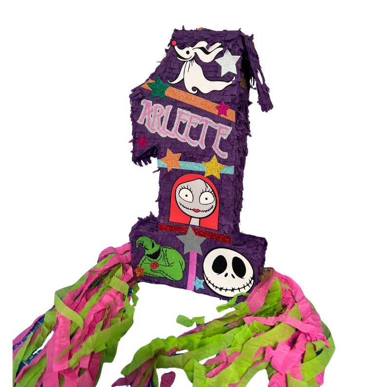 Nightmare christmas Number Piñata 23” – Jack, Sally & Zero. Resistente a los golpes, ideal sus cumpleaños. piñatas personalizadas imagen 10