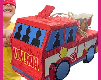 20" Fire Truck Piñata. Very sturdy for extra fun. Choose colors and details. Secure shipping