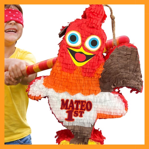 Piñata Zenon Rooster da 23", resistente agli urti per un divertimento extra. Scegli colori e dettagli. Spedizione sicura.
