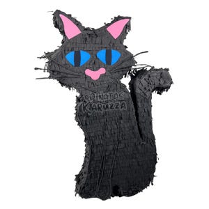 23" BLACK CAT HALLOWEEN Piñata. Sturdy for extra fun, ideal for birthdays. You can choose colors and details. custom pinatas image 7