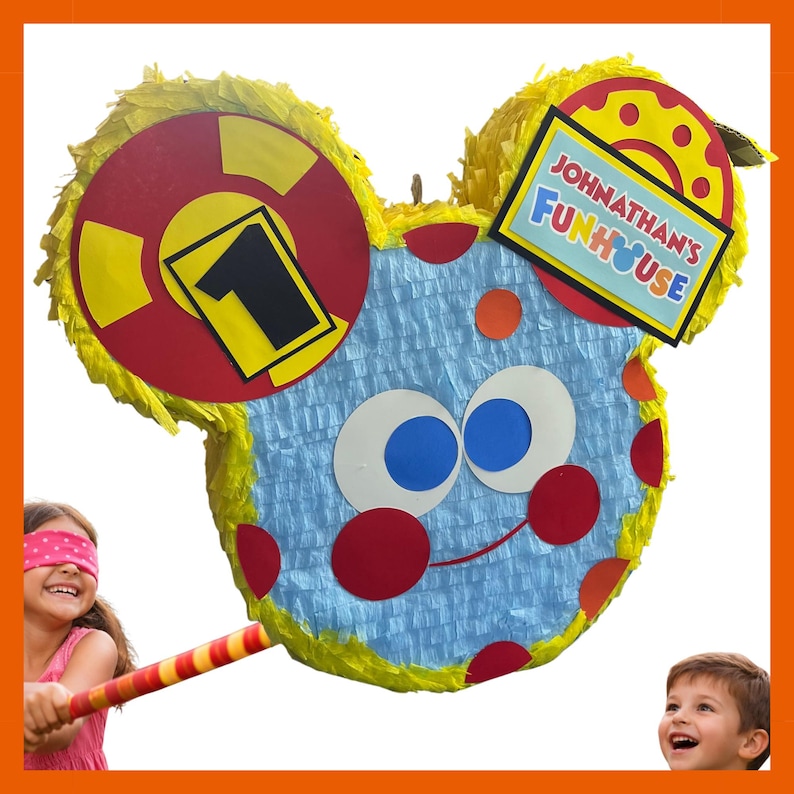 20" FUNHOUSE Musse Pigg-piñata. Stöttålig för maximalt skoj. Välj färger, karaktärer och detaljer. bild 1