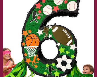 Sports Number Piñata 23". Choose your sport. Sturdy for extra fun, ideal for birthdays. You can choose colors and details.