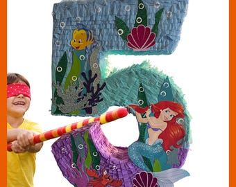 23" mermaid Piñata. Very sturdy for extra fun. Choose your colors and designs.   custom pinatas