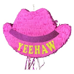Pinke Cowgirl-Hut-Piñata (58 cm). Stoßfest für extra viel Spaß, individuell gestaltbar. Farben und Details frei wählbar. Bild 5