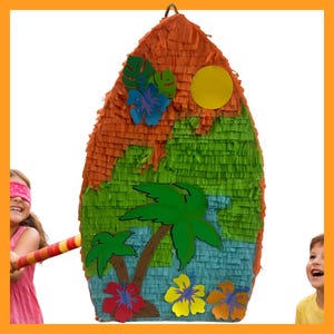 24-Zoll-Surfbrett-Piñata. Stoßfest für extra viel Spaß, individuelle Piñatas erhältlich. Wähle deine Farben und Details.