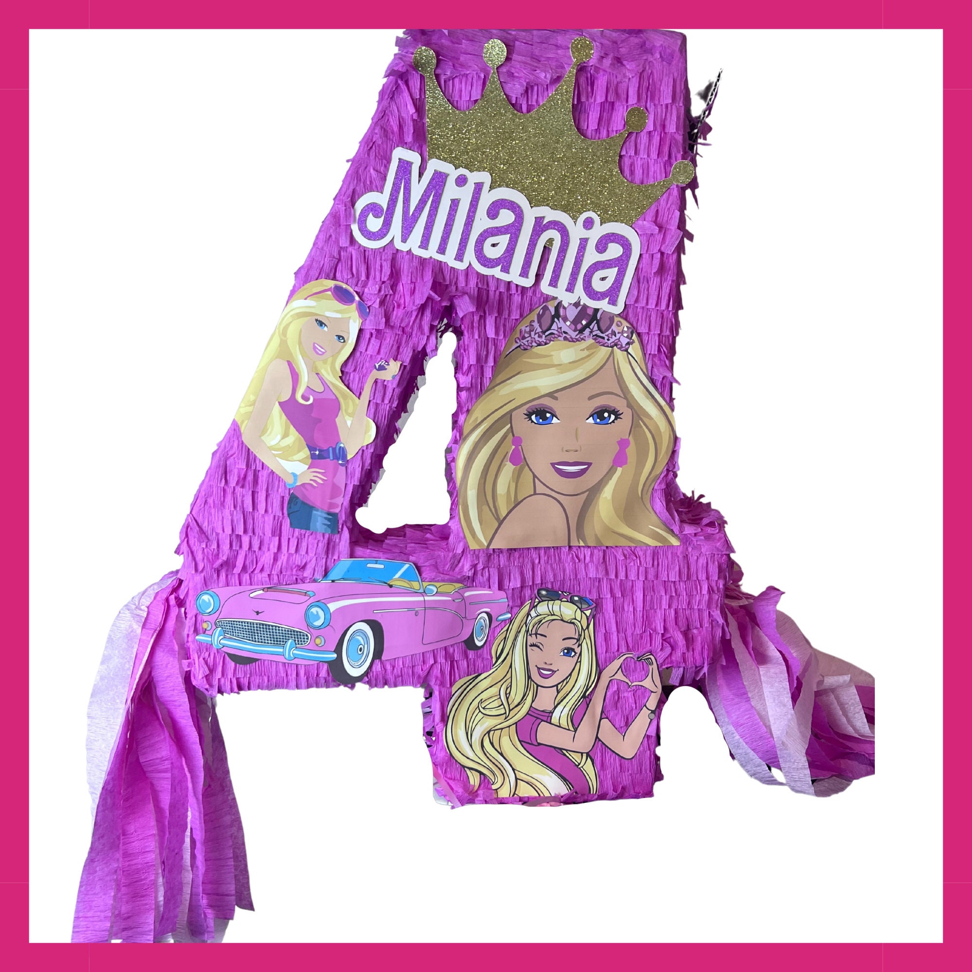 Piñata rosa grande de 5 puntos para niña, baby shower, linda princesa,  cumpleaños, piñata barbie, decoración de piñata, piñata rosa, rosada,  rosita de