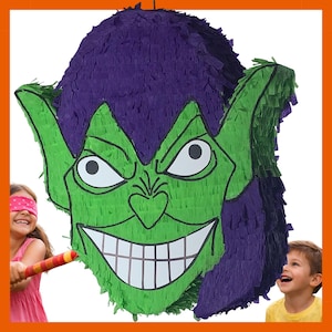Piñata 20" Green Goblin Villain. Sturdy for extra fun. Choose your colors, characters, and details.