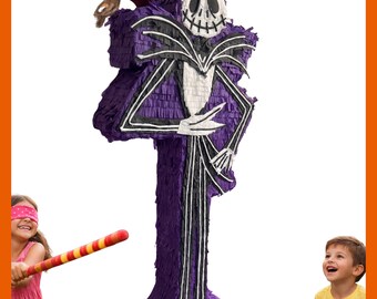 Jack Skellington Christmas Piñata 20". Sturdy for extra fun, perfect for birthdays. Choose your colors and details.
