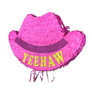 Pinke Cowgirl-Hut-Piñata (58 cm). Stoßfest für extra viel Spaß, individuell gestaltbar. Farben und Details frei wählbar. Bild 3