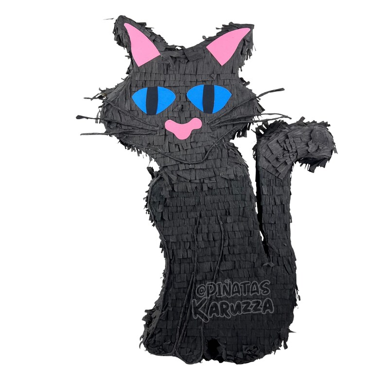 23" BLACK CAT HALLOWEEN Piñata. Sturdy for extra fun, ideal for birthdays. You can choose colors and details. custom pinatas image 4