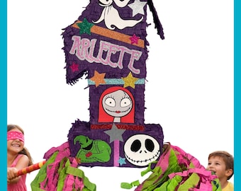 Nightmare christmas Number Piñata 23” – Jack, Sally & Zero. Resistente a los golpes, ideal sus cumpleaños. Puede escoger colores y detalles.
