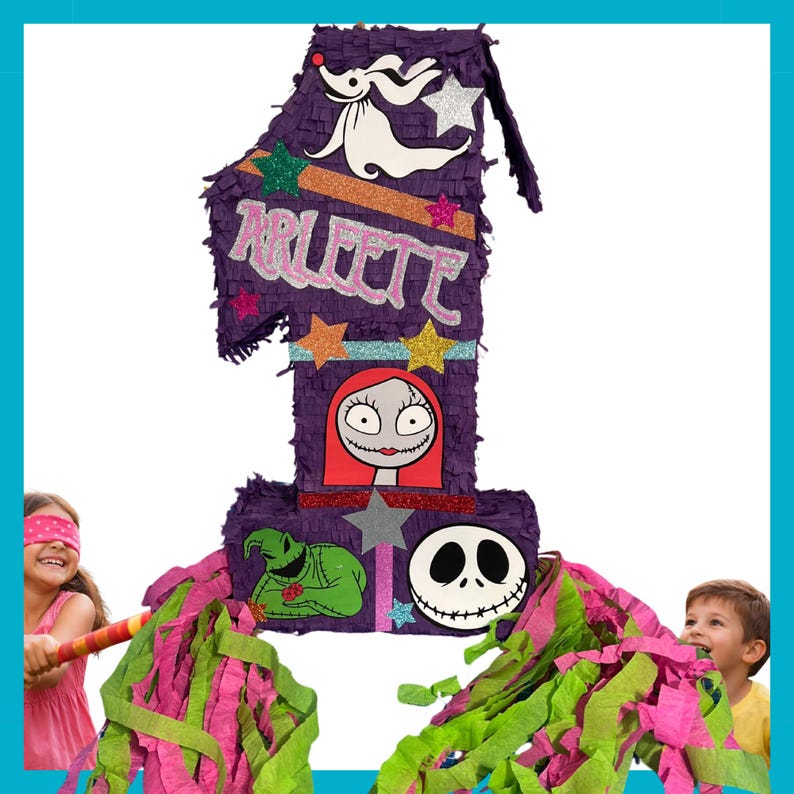 Nightmare christmas Number Piñata 23” – Jack, Sally & Zero. Resistente a los golpes, ideal sus cumpleaños. piñatas personalizadas imagen 3