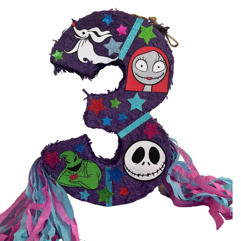 Nightmare christmas Number Piñata 23” – Jack, Sally & Zero. Resistente a los golpes, ideal sus cumpleaños. piñatas personalizadas imagen 11