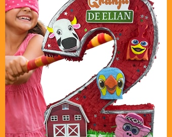 23" Number Piñata. Farm animals. Very sturdy for extra fun. Choose colors and details. Secure shipping
