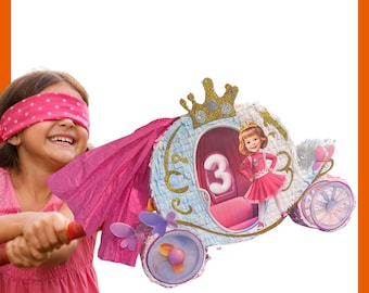 Princess Carriage Custom Piñata, 20". Very sturdy for extra fun. Choose your colors and details. Secure shipping