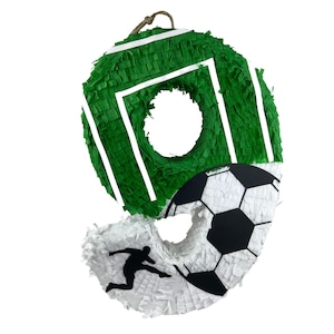Number 9 Soccer Piñata. Choose your number, sport, colors, and more.