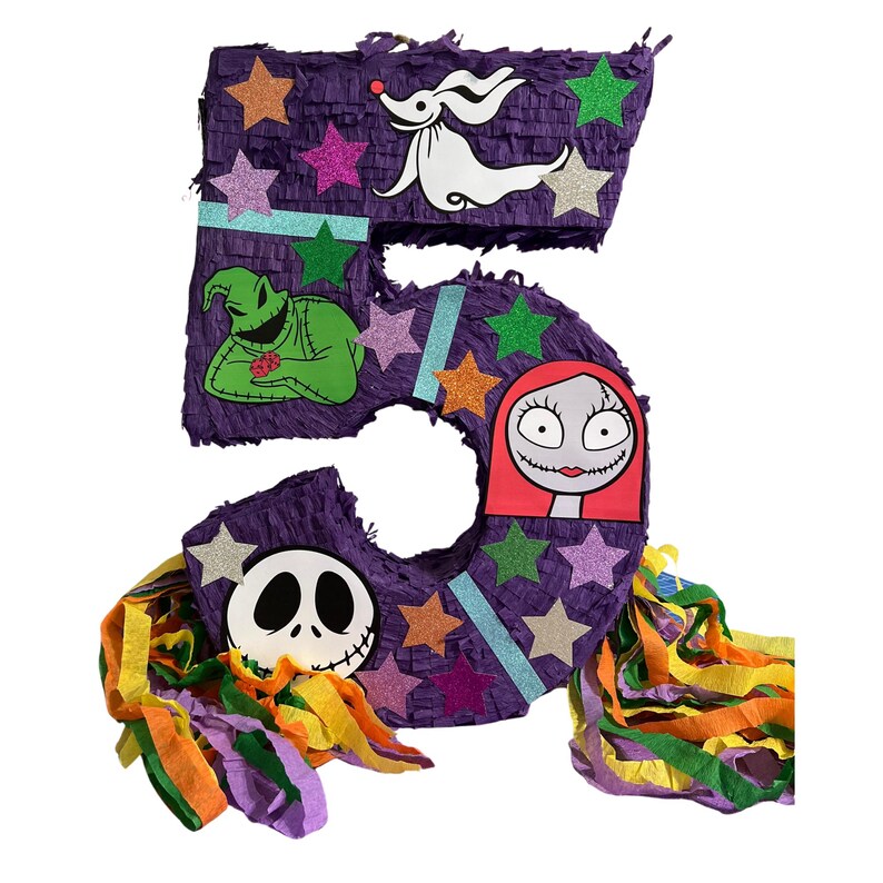 Nightmare christmas Number Piñata 23” – Jack, Sally & Zero. Resistente a los golpes, ideal sus cumpleaños. piñatas personalizadas imagen 4