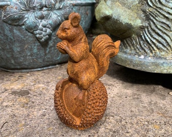 Small Cast Iron Squirrel on Chestnut