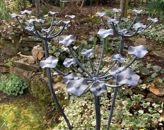 Metal Cow Parsley Sculpture - Set of 3, Antiqued Grey