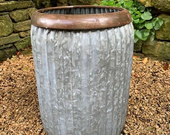 Small Galvanised Dolly Planter