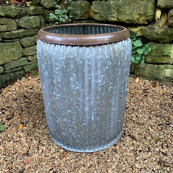 Medium Sized Galvanised Dolly Planter Container