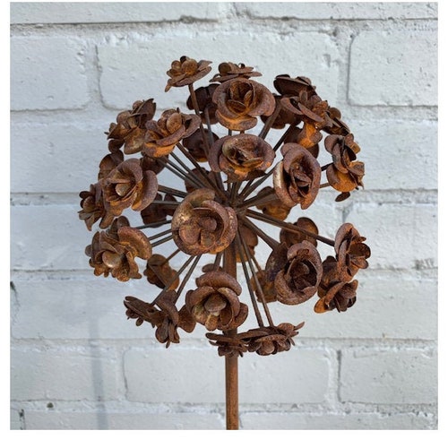 Rust Metal Flower Sculpture Etsy UK