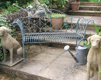 Vintage Style Bench Aged French Blue