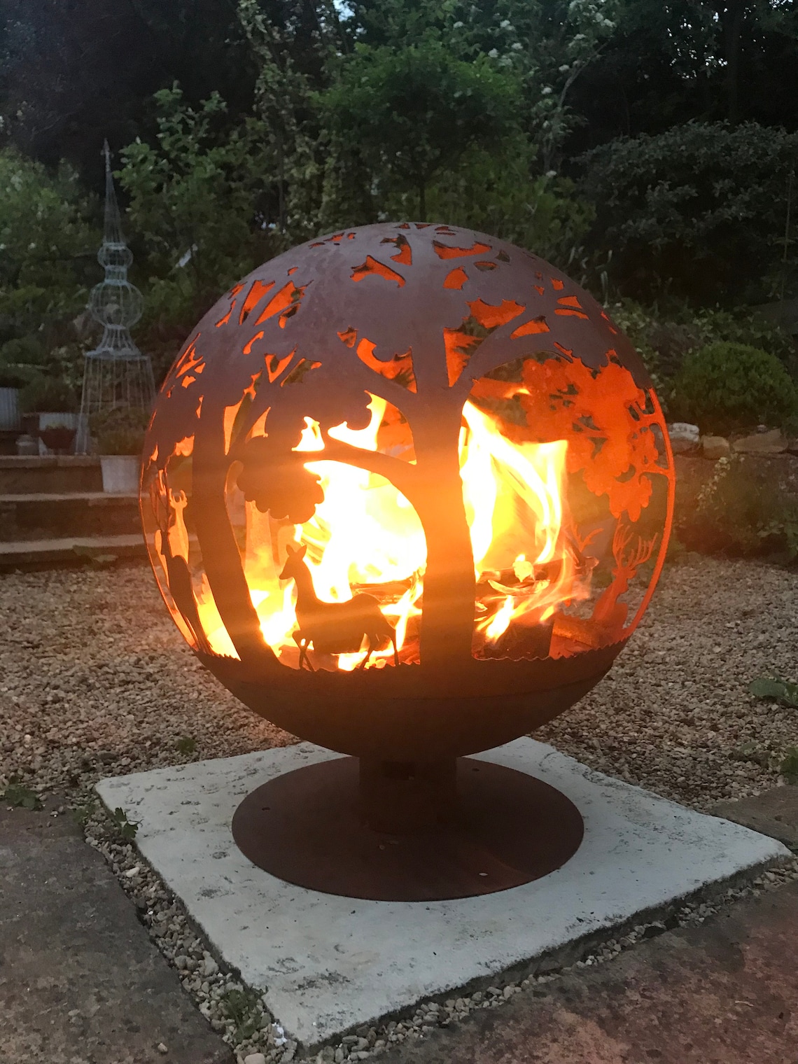 Fire Pit Globe Woodland Scene Etsy