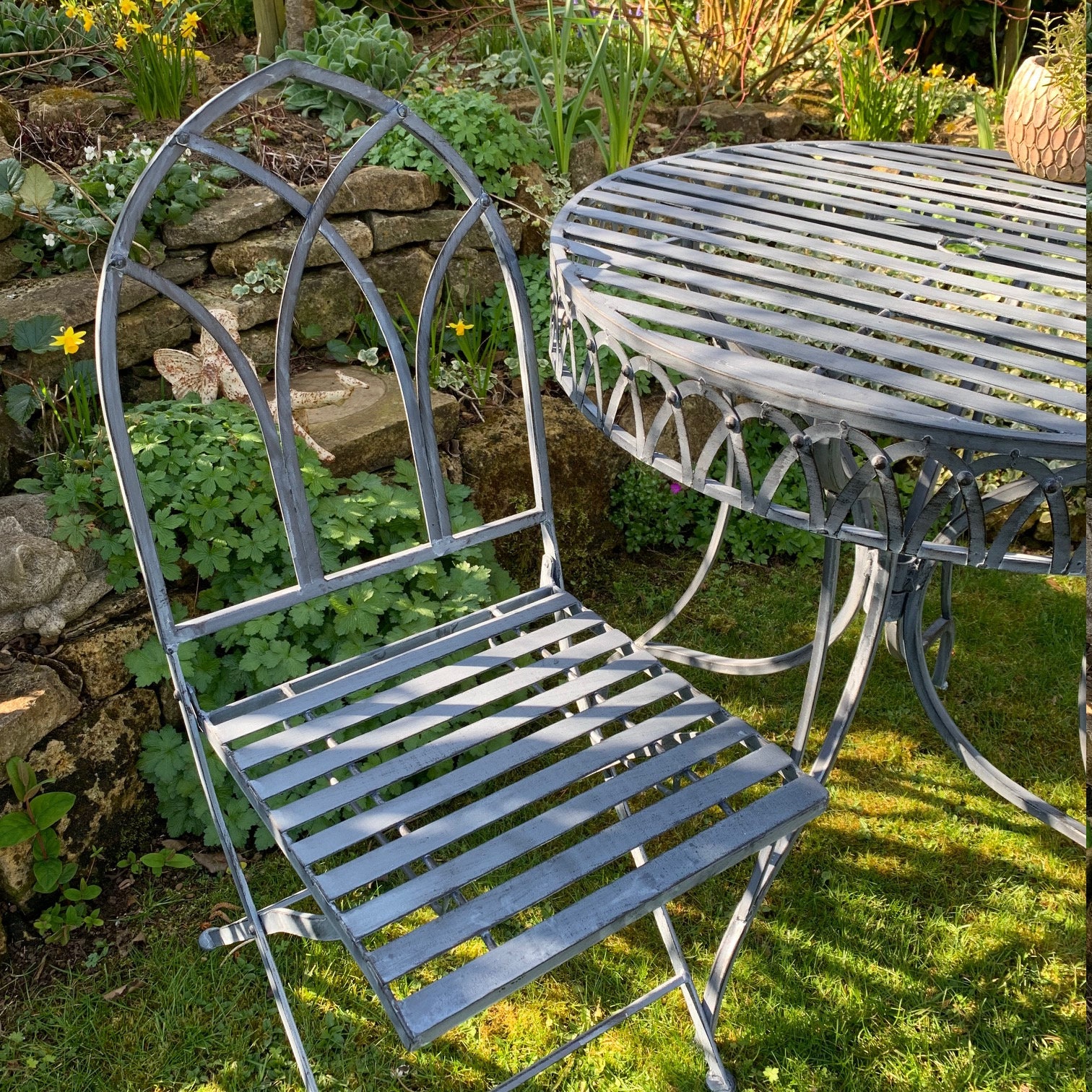Metal Garden Bistro Table and Chair Set - Etsy UK