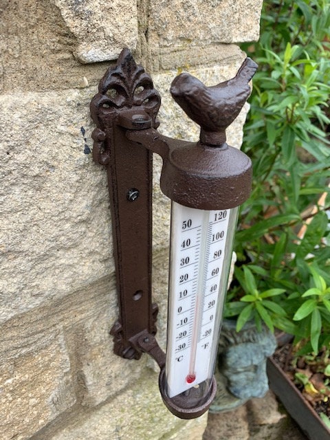 verdigris garden thermometer